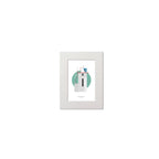 Illustration of Skelligs lighthouse on a white background inside light blue square, mounted and measuring 15x20cm.