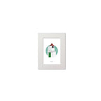 Illustration of Charles Fort lighthouse on a white background inside light blue square, mounted and measuring 15x20cm.