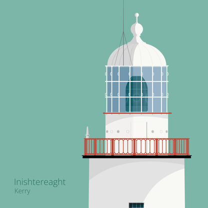 Illustration of Inistearaght lighthouse on an ocean green background