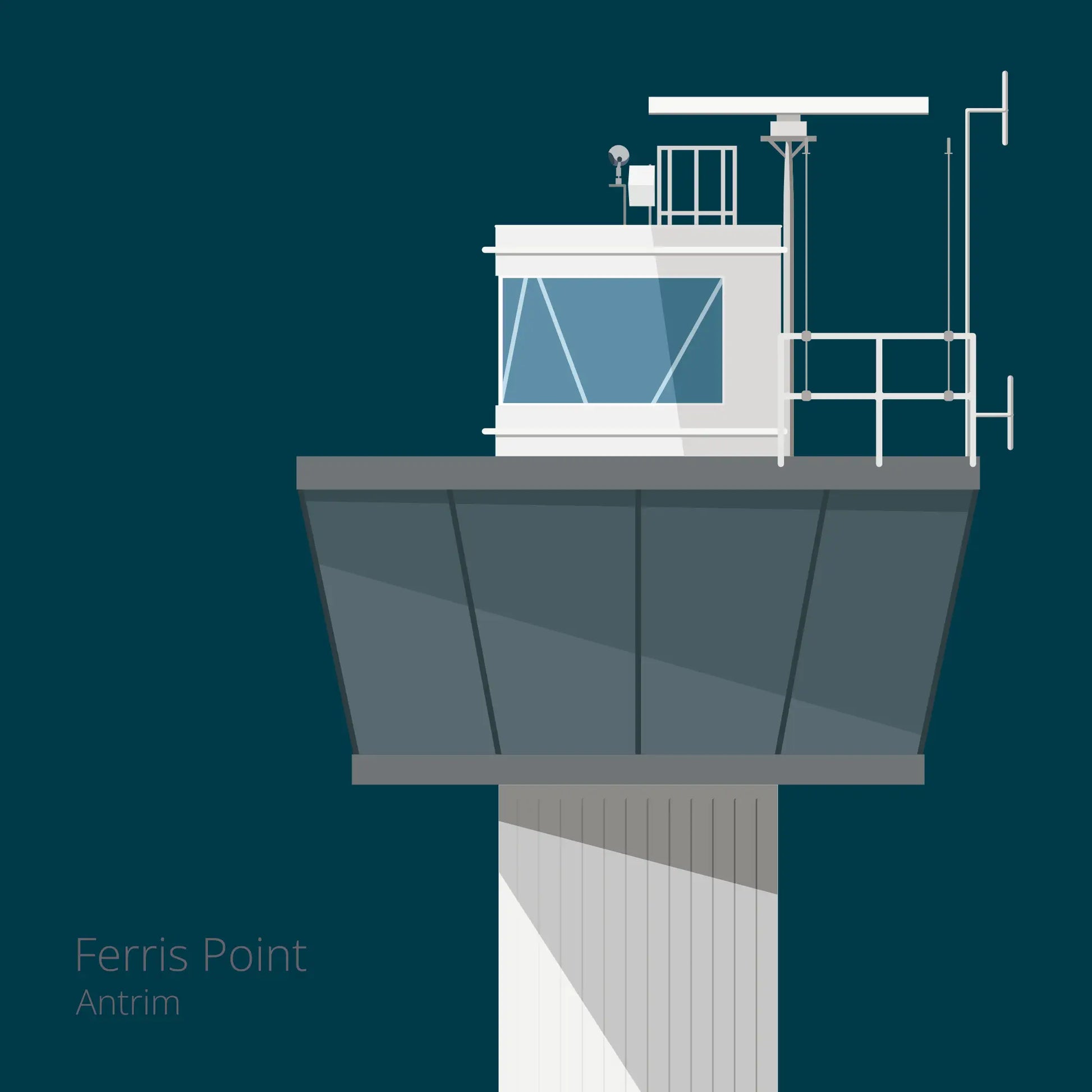 Illustration of Ferris_Point lighthouse on a midnight blue background