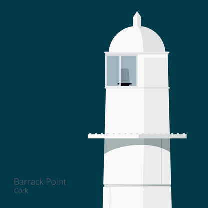 Illustration of Barrack_Point lighthouse on a midnight blue background
