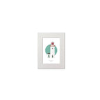 Contemporary graphic illustration of Rathlin O’Birne lighthouse on a white background inside light blue square, mounted and measuring 15x20cm.