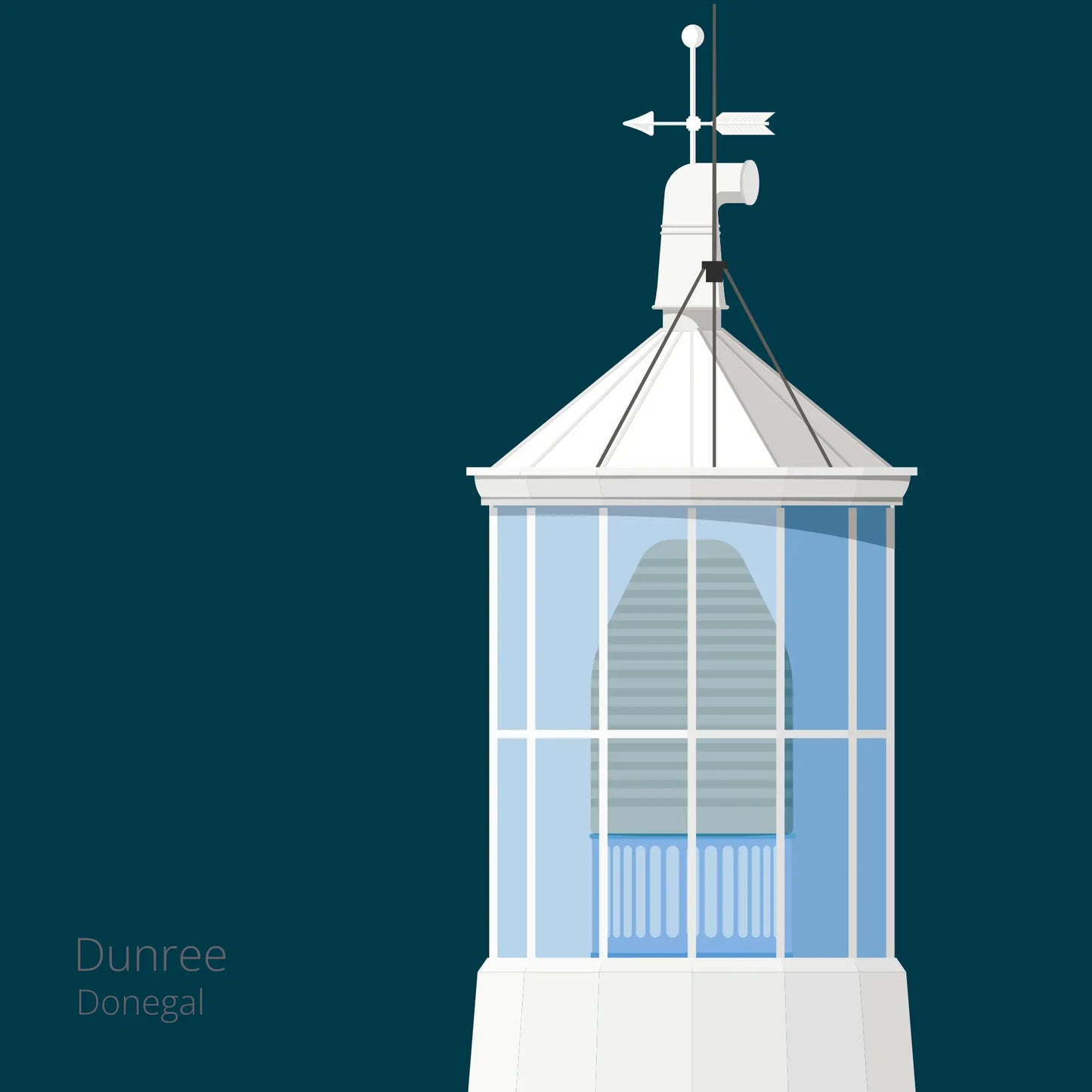 Illustration Dunree lighthouse on a midnight blue background