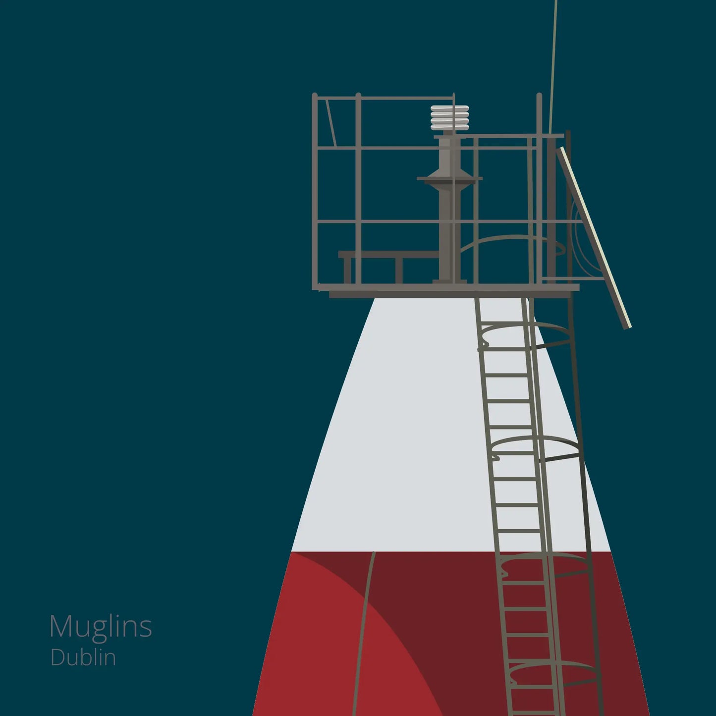Illustration Muglins lighthouse on a midnight blue background
