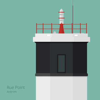 Illustration Rue Point lighthouse on an ocean green background