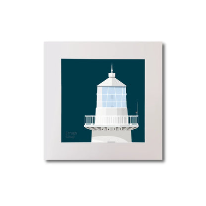 Illustration Eeragh lighthouse on a midnight blue background, mounted and measuring 20x20cm.