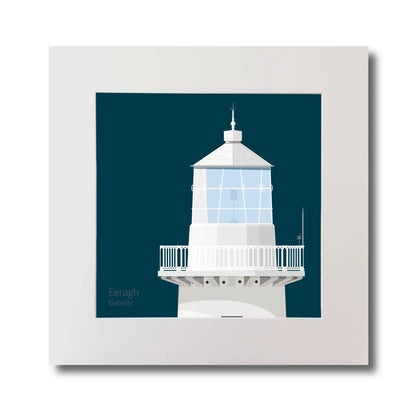Illustration Eeragh lighthouse on a midnight blue background, mounted and measuring 30x30cm.