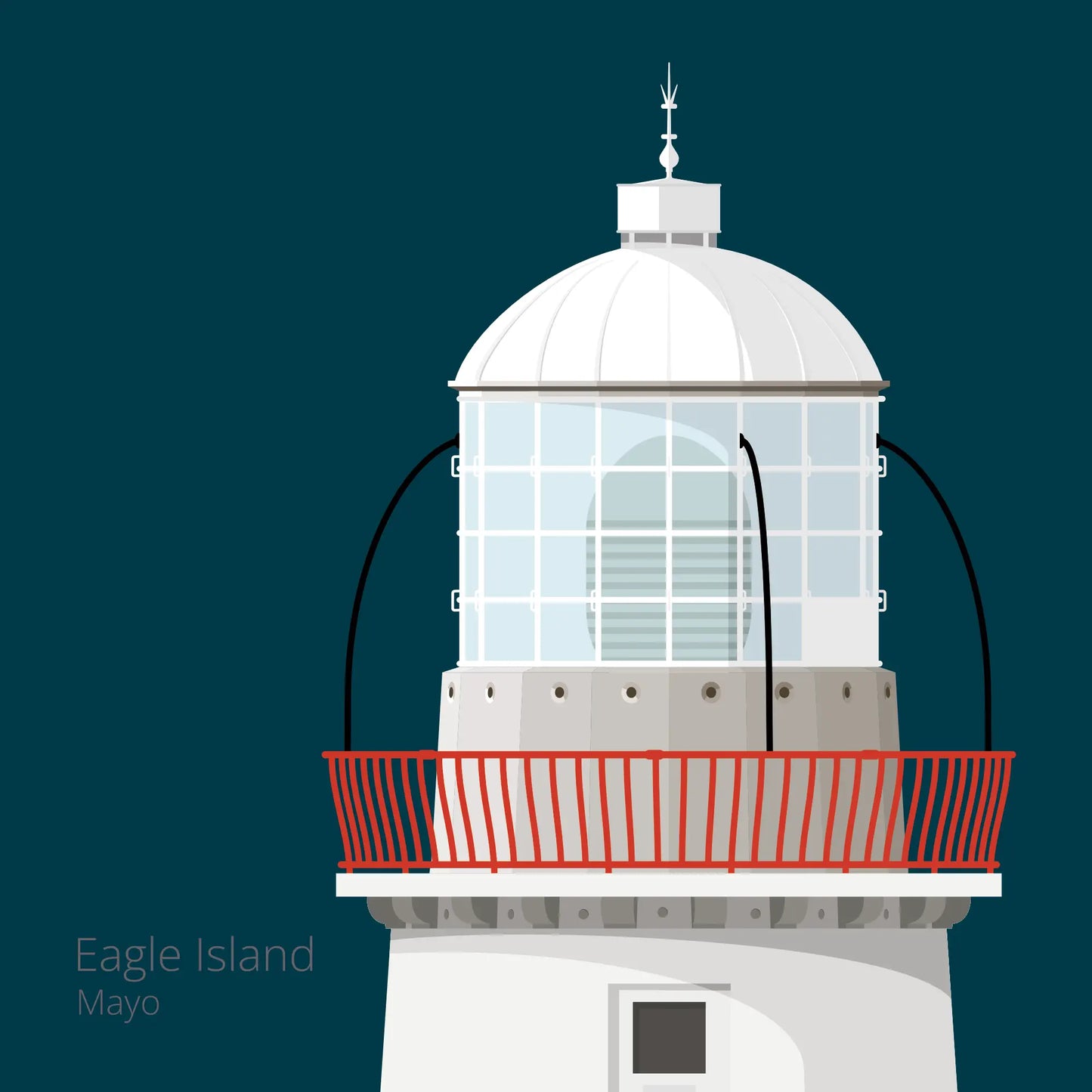 Illustration Eagle Island lighthouse on a midnight blue background