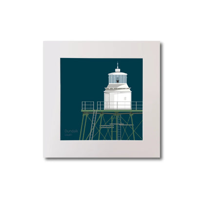 Illustration  Dundalk lighthouse on a midnight blue background, mounted and measuring 20x20cm.