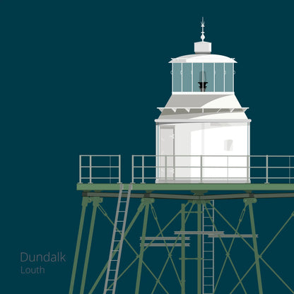 Illustration  Dundalk lighthouse on a midnight blue background