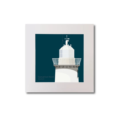 Illustration  Duncannon North lighthouse on a midnight blue background, mounted and measuring 20x20cm.
