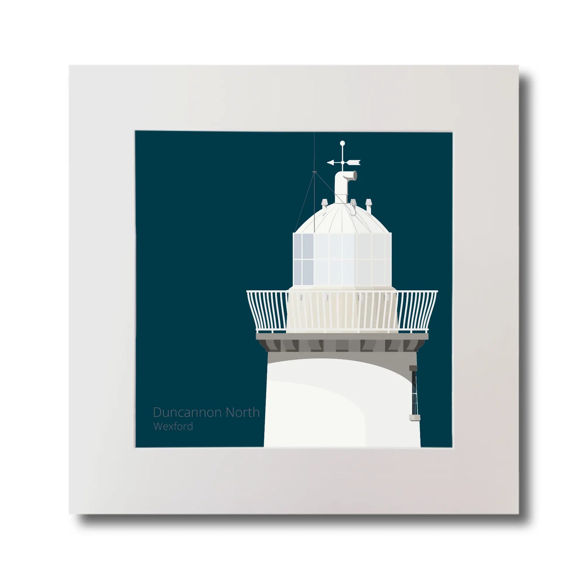 Illustration  Duncannon North lighthouse on a midnight blue background, mounted and measuring 30x30cm.