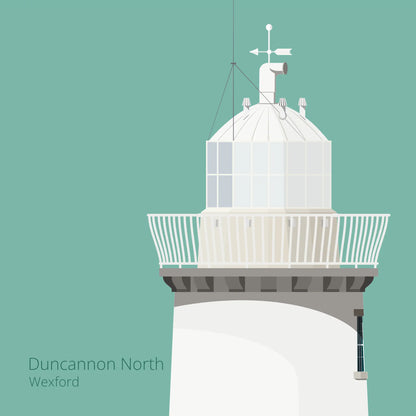 Illustration  Duncannon North lighthouse on an ocean green background
