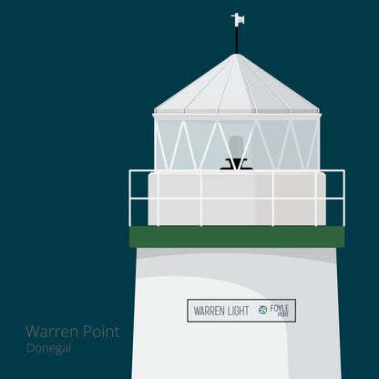 Illustration  Warren Point lighthouse on a midnight blue background