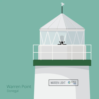 Illustration  Warren Point lighthouse on an ocean green background