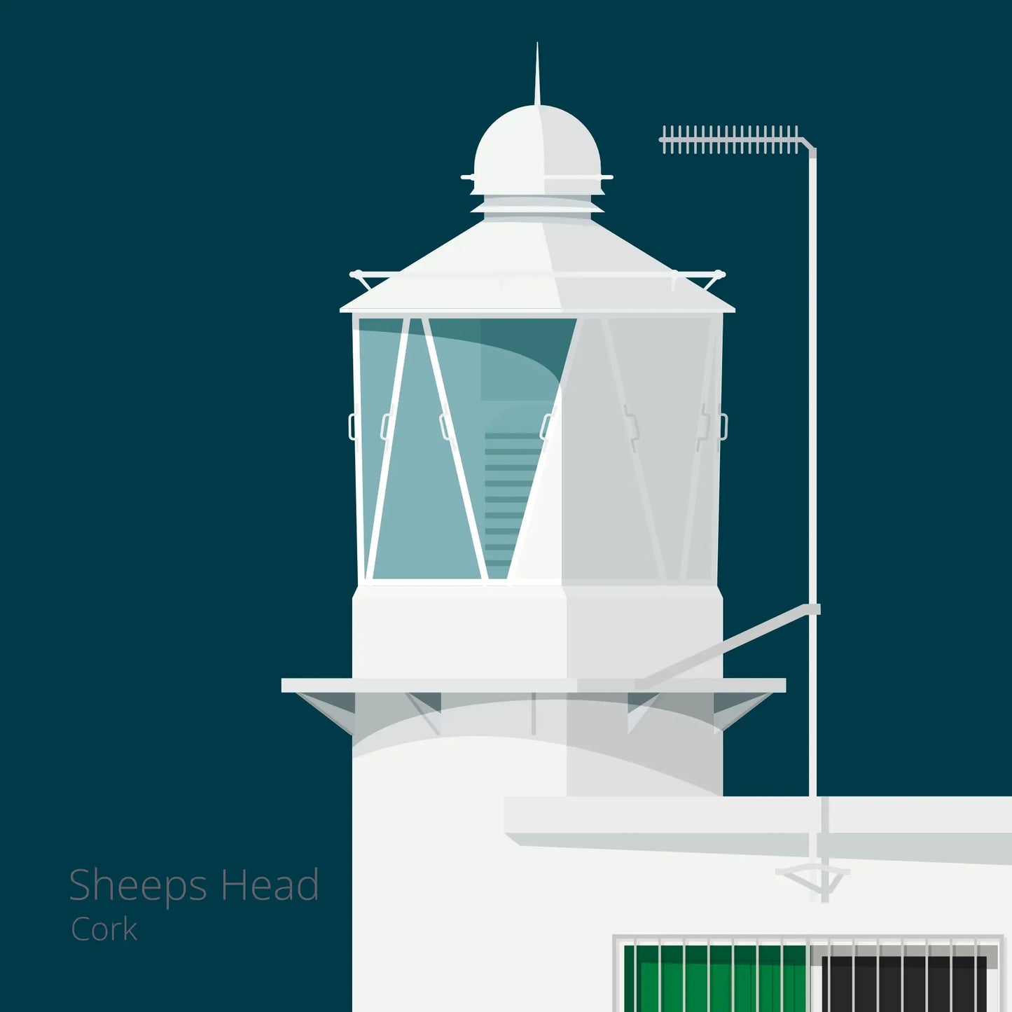 Illustration  Sheeps Head lighthouse on a midnight blue background
