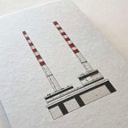A5 sized notebook with Poolbeg Chimneys Dublin printed on the cover.